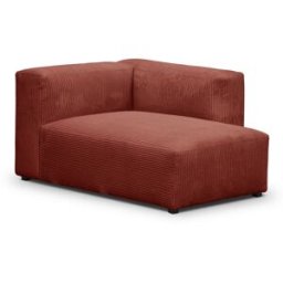 Méridienne d'angle à droite modulable en velours côtelé rouille - Modulo