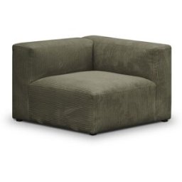 Chauffeuse d'angle à droite modulable en velours côtelé vert kaki - Modulo