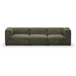 Canapé modulable 4 places en velours côtélé vert kaki - Modulo