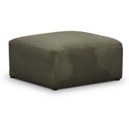 Pouf / repose-pieds modulable en velours côtelé vert kaki - Modulo