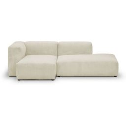 Canapé d'angle à gauche modulable avec méridienne 3/4 places en velours côtelé beige - Modulo