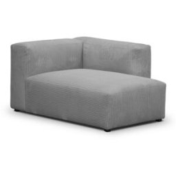 Méridienne d'angle à droite modulable en velours côtelé gris clair - Modulo
