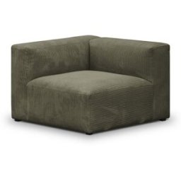 Chauffeuse d'angle à gauche modulable en velours côtelé vert kaki - Modulo