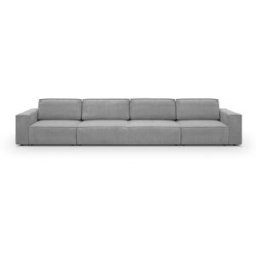 Canapé modulable convertible 7 places avec coffre de rangement en velours côtelé gris clair - Harper Mod