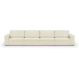 Canapé modulable convertible 7 places avec coffre de rangement en tissu bouclé beige - Harper Mod