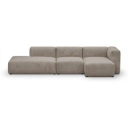 Canapé d'angle à droite modulable avec méridienne 5 places en velours côtelé taupe - Modulo