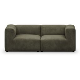 Canapé modulable 3 places en velours côtélé vert kaki - Modulo