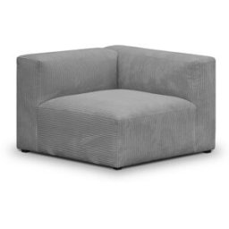 Chauffeuse d'angle à droite modulable en velours côtelé gris clair - Modulo