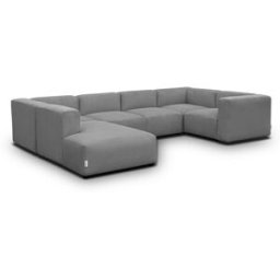 Canapé modulable panoramique 9 places ouvert à gauche en velours côtelé gris clair - Modulo