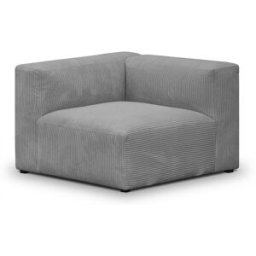 Chauffeuse d'angle à gauche modulable en velours côtelé gris clair - Modulo