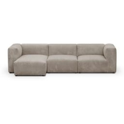 Canapé d'angle à gauche modulable avec méridienne 4 places en velours côtelé taupe - Modulo