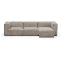 Canapé d'angle à droite modulable avec méridienne 4 places en velours côtelé taupe - Modulo