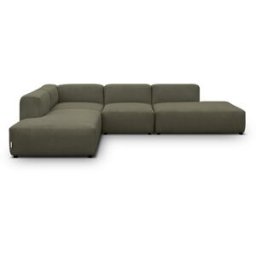 Canapé d'angle modulable réversible 7 places en velours côtelé vert kaki - Modulo