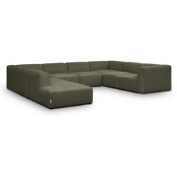 Canapé modulable panoramique 12 places ouvert à gauche en velours côtelé vert kaki - Modulo