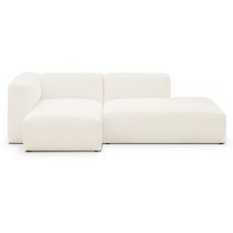 Canapé d'angle à gauche modulable avec méridienne 3/4 places en tissu bouclette beige - Modulo