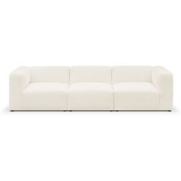 Canapé modulable 4 places en tissu bouclette beige - Modulo