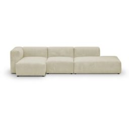 Canapé d'angle à gauche modulable avec méridienne 5 places en velours côtelé beige - Modulo
