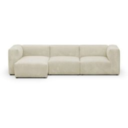 Canapé d'angle à gauche modulable avec méridienne 4 places en velours côtelé beige - Modulo