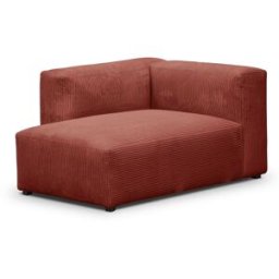 Méridienne d'angle à gauche modulable en velours côtelé rouille - Modulo
