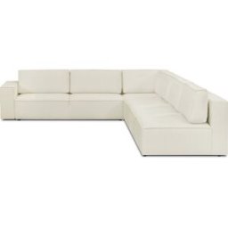 Canapé d'angle à droite convertible modulable 10 places avec coffre de rangement en tissu bouclé beige - Harper Mod