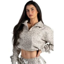 Nebbia Sweat à Demi-zip Leopard Primal 866 Cream Leopard XS