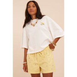 Short jaune à taille élastique et strass My Jewellery Jaune femme