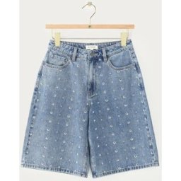 Short en jean bleu clouté My Jewellery Bleu 32 femme