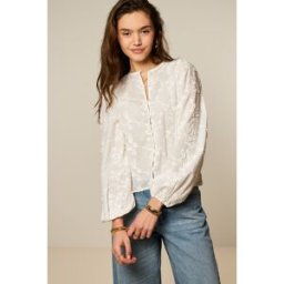 Chemise blanche à manches trompettes et fleurs en 3D My Jewellery Blanc femme