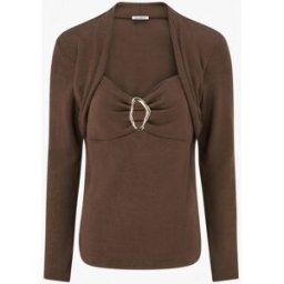 stand-prive.com Pull à col carré effet drapé à bijou - Marron marron 36 female