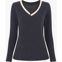 stand-prive.com Pull droit uni col V contrastant - Marine marine 36 female