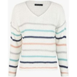 stand-prive.com Pull à rayures colorées et col V - Blanc blanc 36/38 female