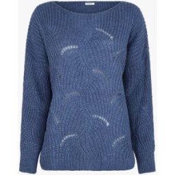 stand-prive.com Pull uni à détail ajouré - Bleu bleu 36/38 female