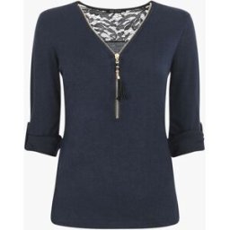 stand-prive.com Pull droit uni à zip et dentelle - Marine marine 36 female