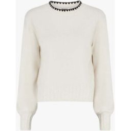 stand-prive.com Pull droit à col rond brodé - Blanc blanc 36/38 female