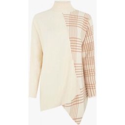 stand-prive.com Pull ample motif carreaux et bord asymétriques - Beige beige 36/38 female