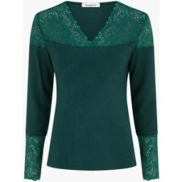 stand-prive.com Pull fin à col V et poignets en dentelle - Vert foncé vert-fonce 36 female