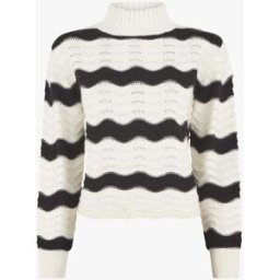 stand-prive.com Pull droit col montant motif zigzag - Noir/blanc noir-blanc 36/38 female
