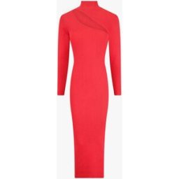 stand-prive.com Robe pull côtelée et moulante à décolleté asymétrique - Rouge rouge T.U female