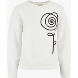 stand-prive.com Pull uni à broderie fleur - Blanc blanc 36/38 female