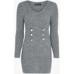 stand-prive.com Pull long à boutons dorés stylisés - Gris foncé gris-fonce 36/38 female