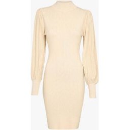 stand-prive.com Robe pull à manches bouffantes en maille tressée - Beige beige T.U female
