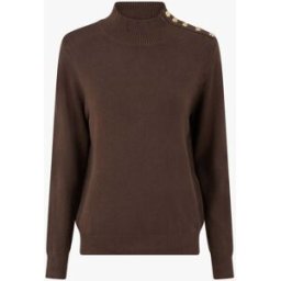 stand-prive.com Pull uni à boutons décoratifs à l'épaule - Marron marron 36/38 female