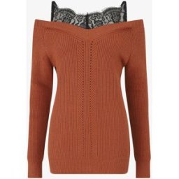 stand-prive.com Pull col bardot et débardeur trompe l'oeil - Rouille rouille T.U female