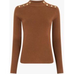 stand-prive.com Pull fin ajusté à col montant et boutons décoratifs - Camel camel 36/38 female