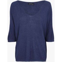 stand-prive.com Pull loose en maille fine à manches 3/4 - Marine marine 36/38 female
