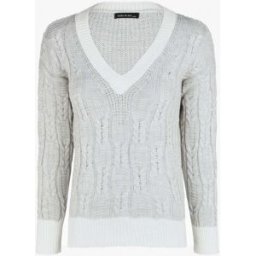 stand-prive.com Pull droit col V en maille tressée - Gris clair gris-clair 36/38 female