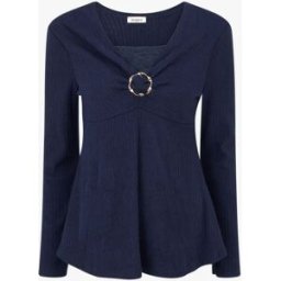 stand-prive.com Pull fin côtelé à col dentelle et bijou - Marine marine 36 female