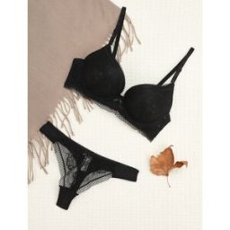 stand-prive.com Ensemble à fine broderie fleurie et string - Noir noir 100C/44 female