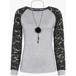 stand-prive.com Pull à manches raglan en dentelle - Gris clair gris-clair 36 female