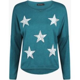 stand-prive.com Pull ample motif étoile en sequins - Bleu canard bleu-canard 36/38 female